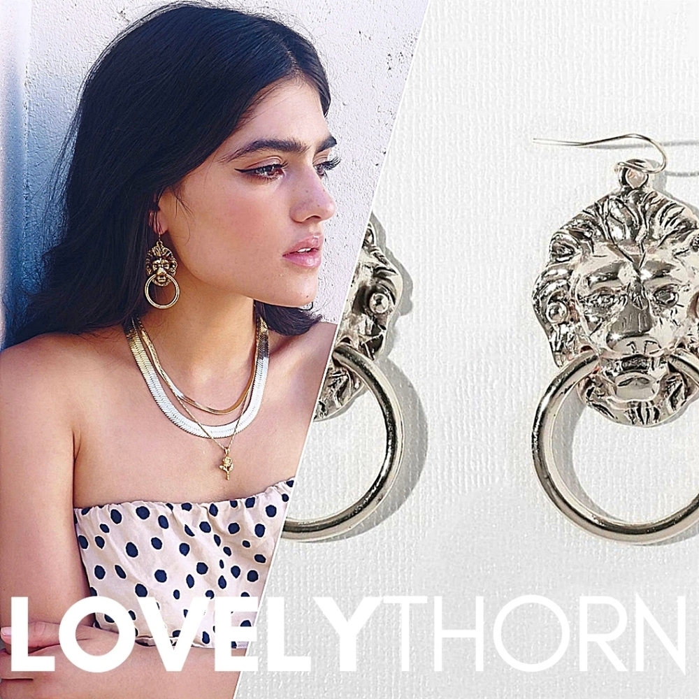 Vanessa Mooney // Ltd Ed Silver Lion Door Knocker Earrings